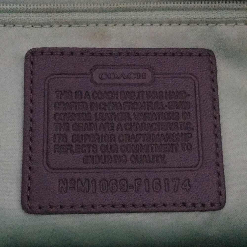 Coach leather purse large off white with grey trim - Picture 6 of 7